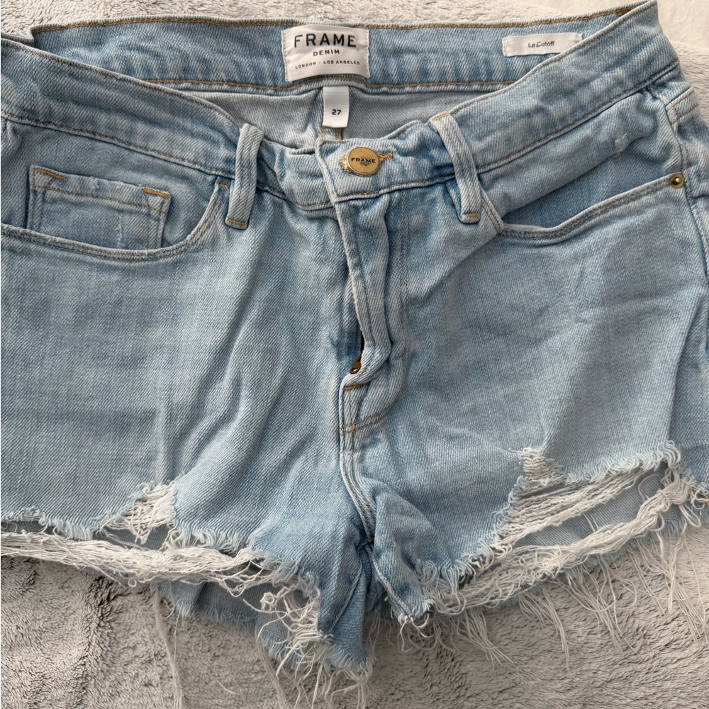 Frame Denim Women's Distressed Light Blue Jean Shorts